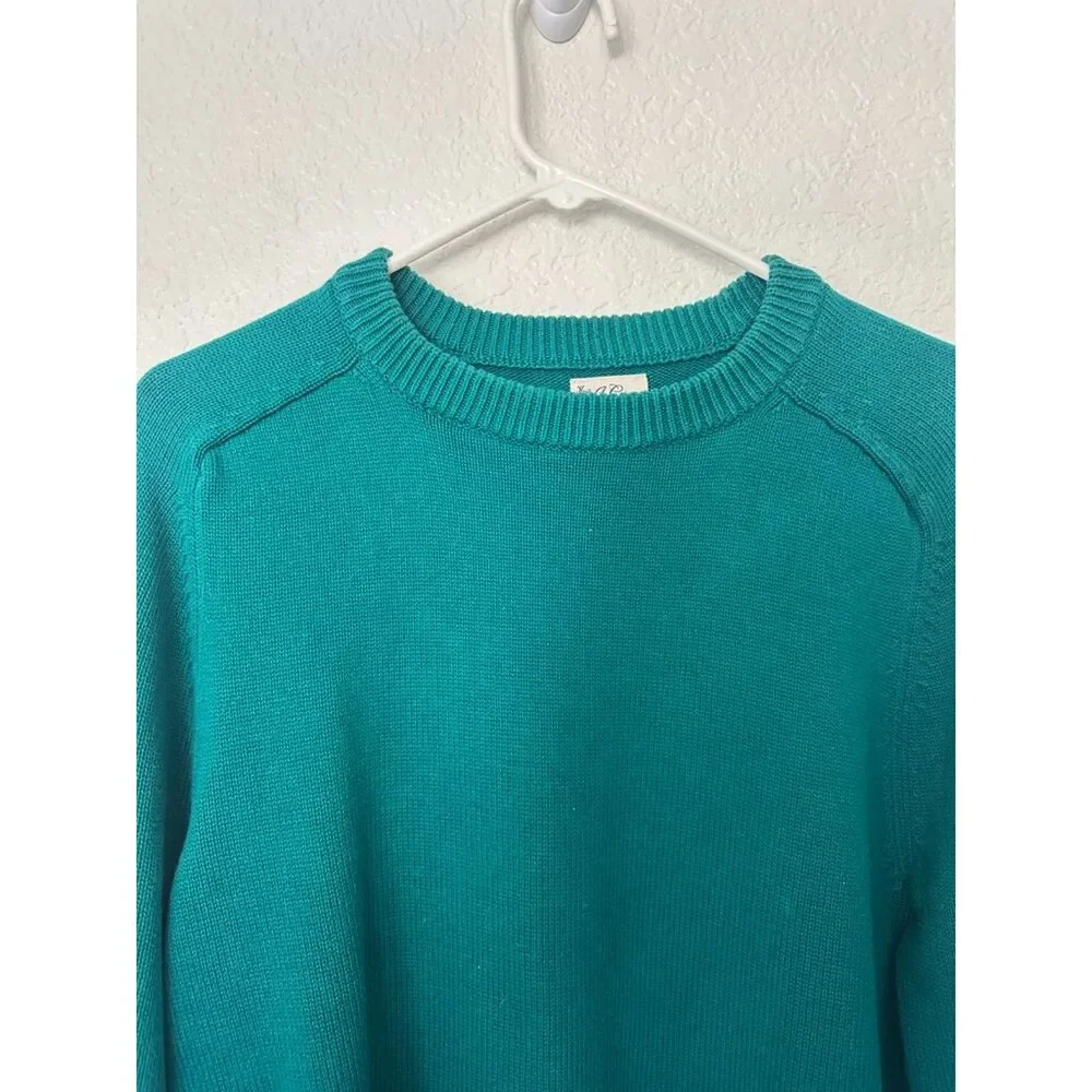 J. Crew Heritage Cotton Crewneck Sweater Green/Blue Size Medium